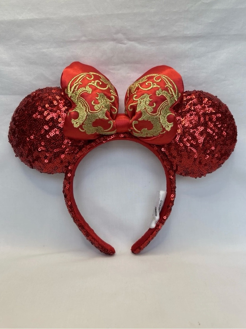 Authentic Disney Parks Lunar New Year Minnie Mouse Ears Red Sequin Headband